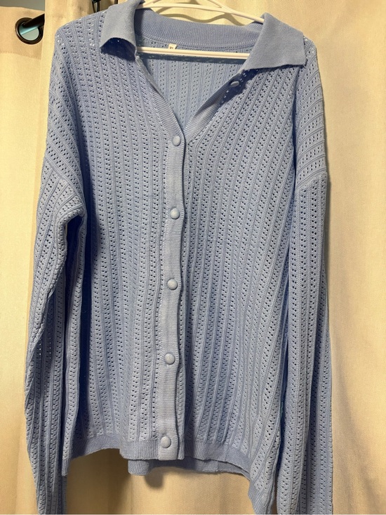 Amazon Sweaters - 💙4/$10💙 Amazon Pale Blue Openwork Button-Front Cardigan NWOT